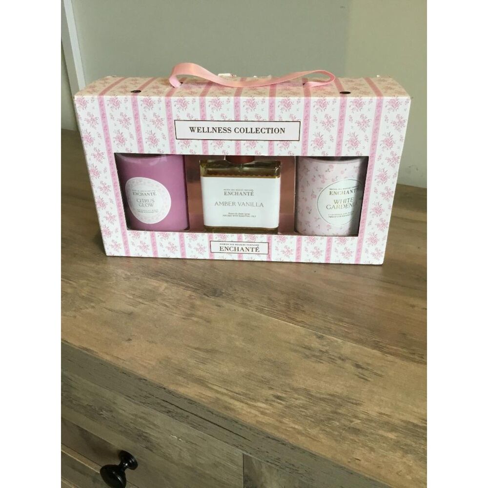 Enchante' Wellness Collection 3 Pc Gift Set-Candles & Room/Linen Spray